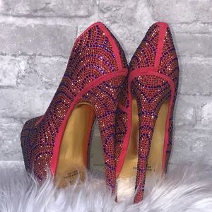 Pink Crystal gem platform heels